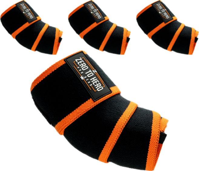 제로투히어로 히어로 헬스 팔꿈치보호대 양쪽 세트 Type2, 2세트, ORANGE