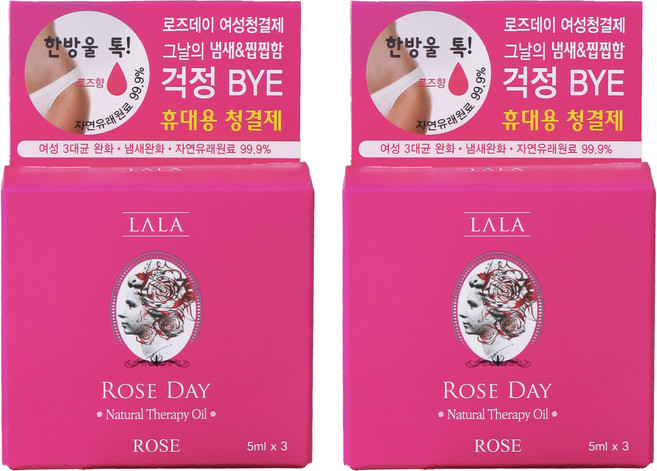 라라로즈데이 이너퍼퓸 로즈향 + 일랑일랑향 + 쟈스민향 오일 여성청결제, 6개, 5ml