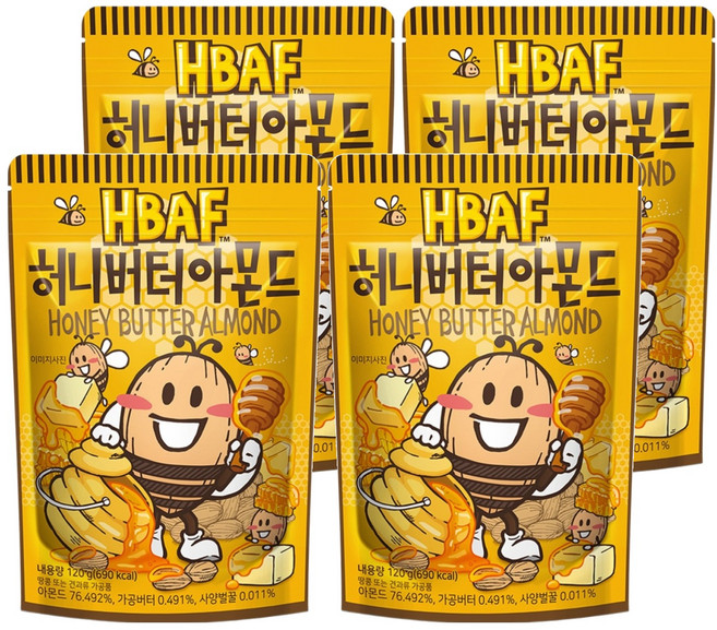 바프 허니버터 아몬드, 120g, 4개