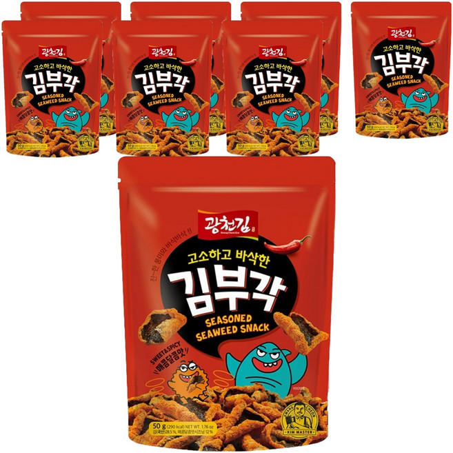 광천김 고소하고 바삭한 김부각 매콤달콤맛, 50g, 8개