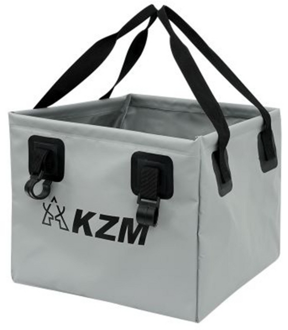 KZM OUTDOOR 2WAY 方型折疊水桶 32 x 32 x 26.5cm 500g K8T3K005 1個, 灰色 + 黑色