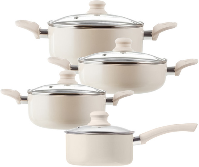 탐사 인덕션 IH 냄비 세트 4개, 크림화이트, 18편수 + 20양수 + 24양수 + 24전골, 1세트