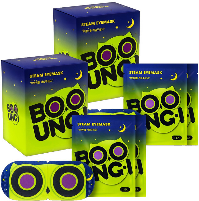 부엉이 더 따뜻하고 오래가는 스팀 온열 찜질 수면 아이마스크 나이트 네이비 무향, 2박스, 12개입