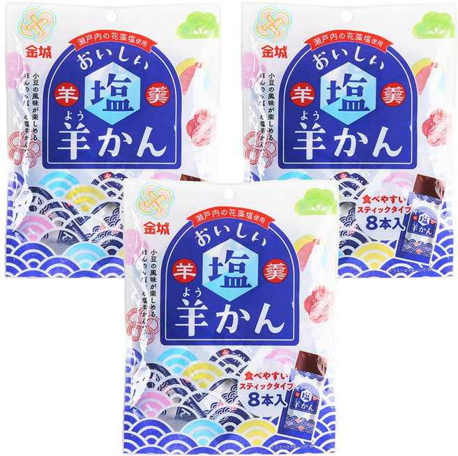 긴죠 오이시이 시오요깡 맛있는 소금 양갱, 123g, 3개