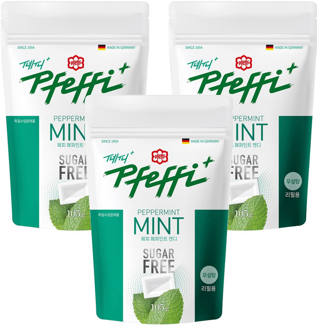 페피 무설탕 민트 캔디, 105g, 3개