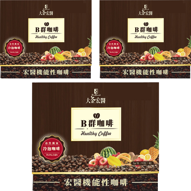 BioBank 大金宏醫 宏醫百大酵素B群機能性咖啡, 5g, 10包, 3盒