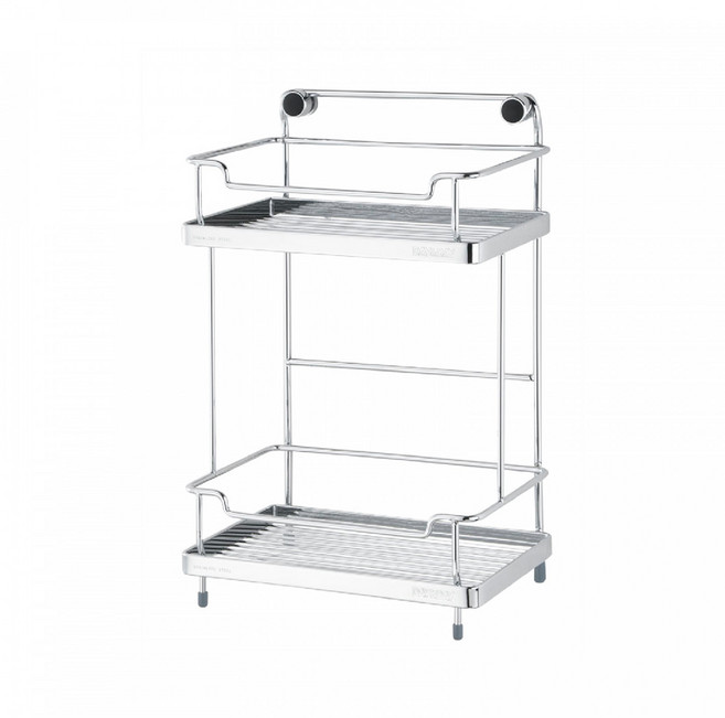 DAY&DAY 日日家居 小方型雙層置物架 ST2295S-2H 304不鏽鋼 掛放兩用, 銀色, 1個