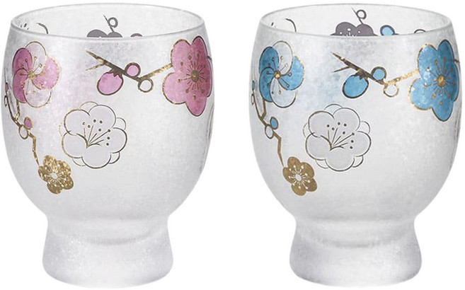 ADERIA GLASS 梅花對杯木盒禮盒組 145ml, 透明色, 1組