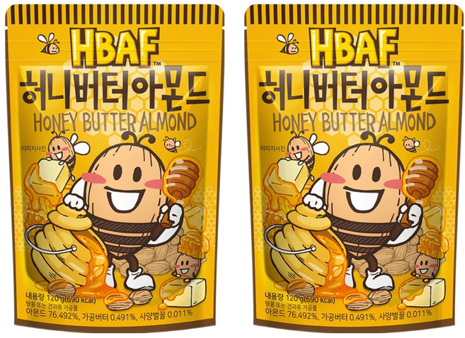 바프 허니버터 아몬드, 120g, 2개
