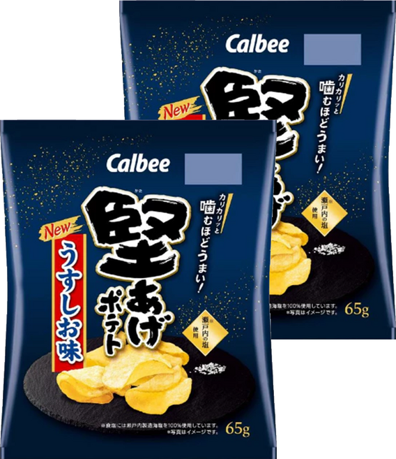 Calbee 卡樂比 Kataage Potato BIG堅脆洋芋片 淡鹽風味, 65g, 2包