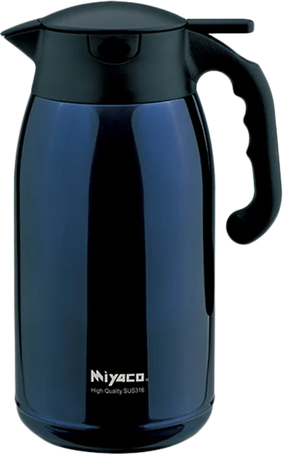 MiyAco 米雅可 316按壓式真空保溫壺 高品質SUS316 304不鏽鋼內蓋片 可拆式設計方便清洗, 藍色, 2L, 1個