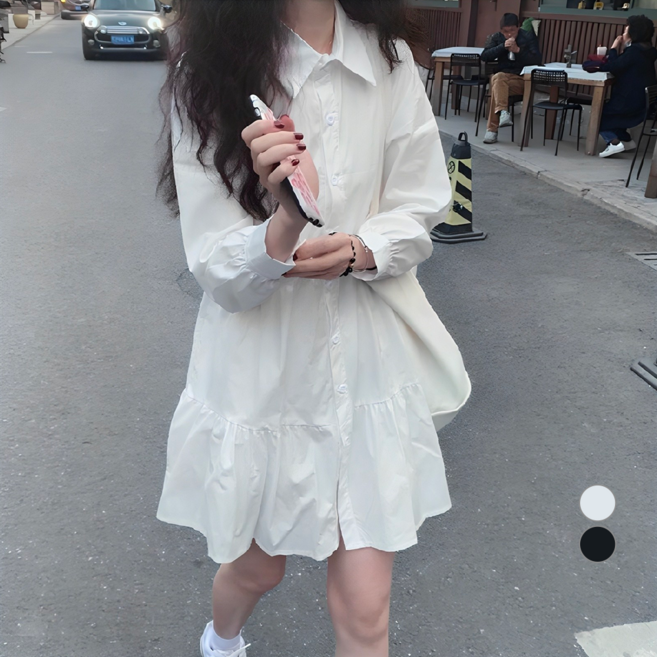 메이첼 카라 셔츠형 프렌치 미니 원피스 03708