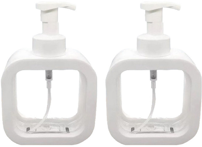 투명 사각 대용량 디스펜서 거품형 500ml, 화이트, 2개