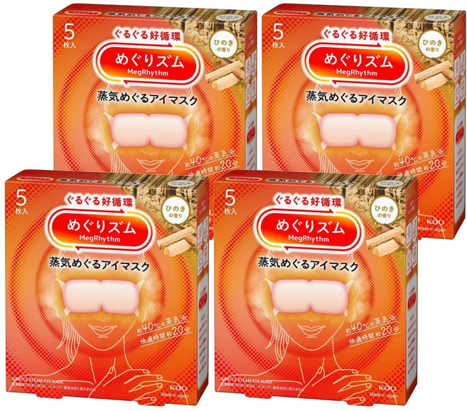 Kao 花王 MegRhythm 美舒律 蒸氣眼罩 檜木香, 4盒, 5片
