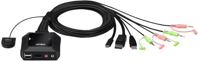 ATEN 宏正 2埠USB-C DisplayPort 混合式 KVM 多電腦切換器, CS52DP, 1個