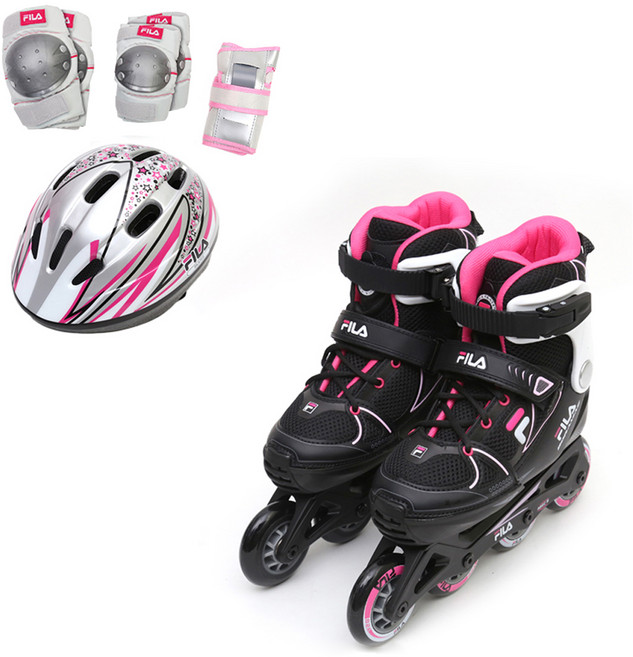 휠라 X-ONE 보라매 콤보 인라인스케이트 +헬멧+보호대, 핑크마젠타, 1개