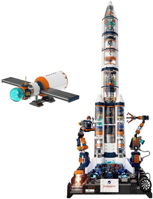Prand 宇宙博物館系列 太空火箭與控制中心積木 教育用 JK8515, 1個, 혼합색상