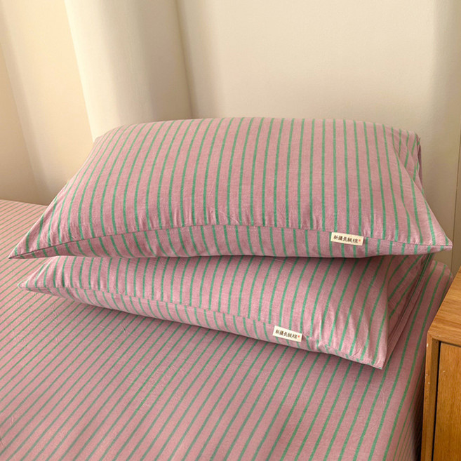 루미오 배색 스트라이프 워싱 순면 베개커버
