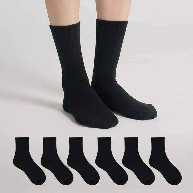 싹스탑 여성용 스포츠 쿠션 장목 양말 6족 세트