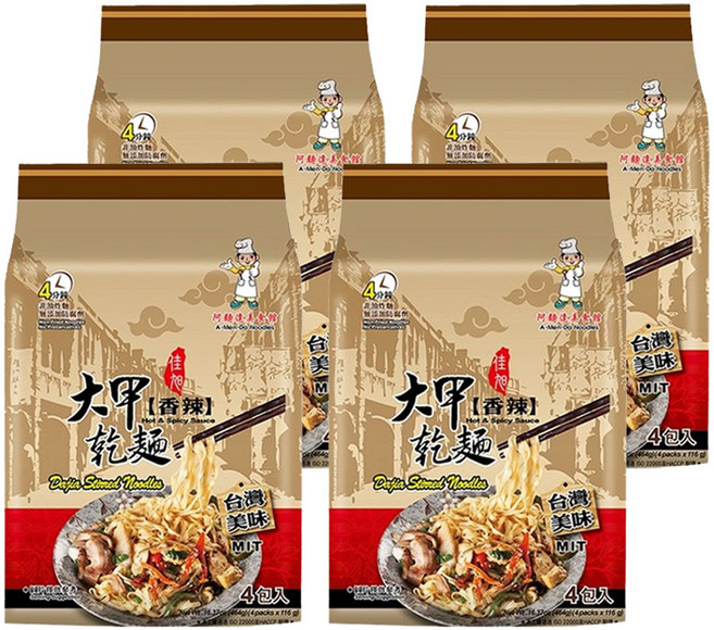 大甲佳旭 大甲乾麵 香辣 全素 116g, 16包