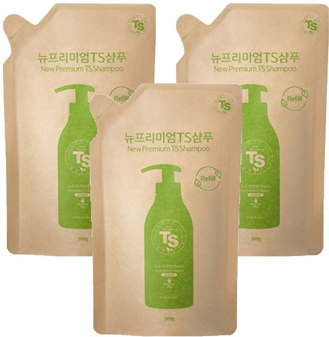 TS 뉴프리미엄 탈모증상완화 샴푸 리필용, 500g, 3개