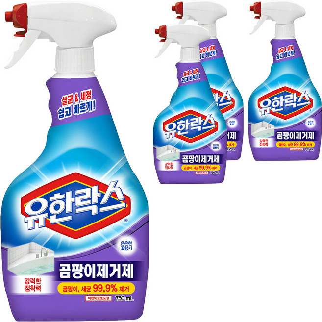 유한락스 곰팡이제거제, 750ml, 4개
