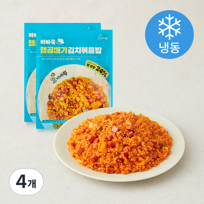 비바쿡 햄 곱빼기 김치 볶음밥 (냉동), 300g, 4개