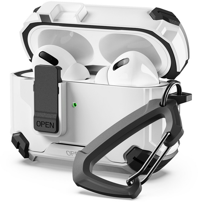 신지모루 에어팟 아머락 분실 방지 잠금 케이스, 화이트, 1개, 에어팟 프로2 / 1