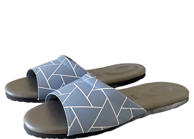 TAIWAN SLIPPER 台灣犀利趴 品味系列 布面皮質室內拖鞋, 幾何 藍, 1雙