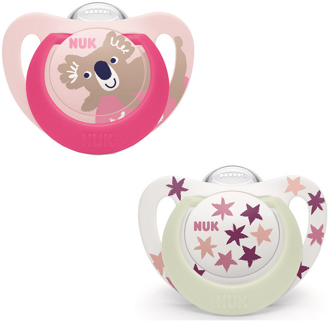 NUK Star Day & Night 夜光安撫奶嘴 2件組, 粉紅色, S2(6~18個月), 1套