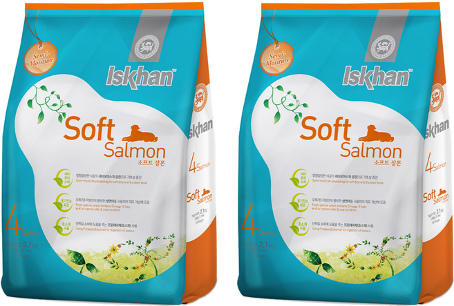 이즈칸 독 소프트 살몬 리뉴얼, 연어, 2.1kg, 2개