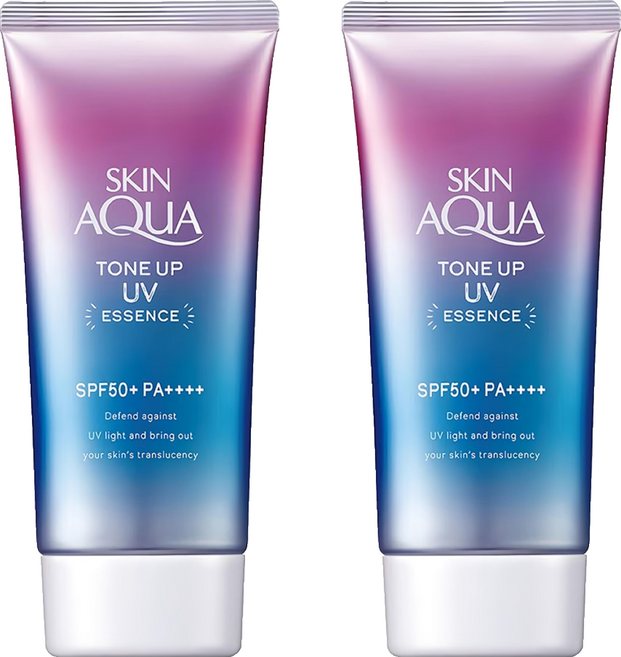 SKIN AQuA 水潤肌 台灣公司貨 柔光透亮防曬飾底凝露 SPF50+ PA++++ 薰衣草紫, 80g, 2瓶