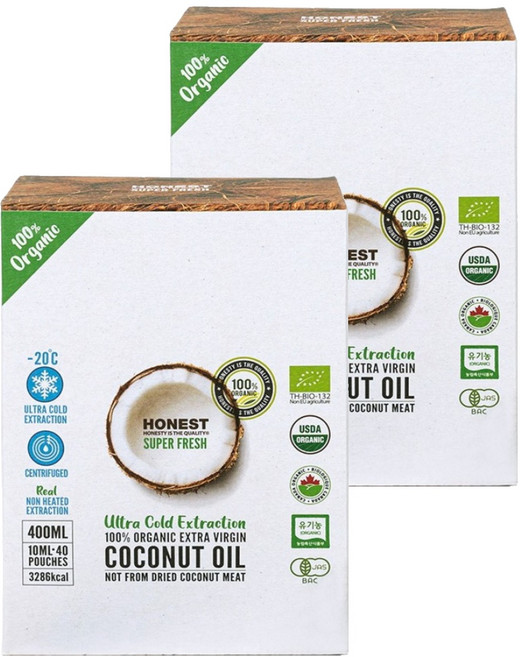 어니스트 유기농 엑스트라버진 코코넛오일 40p, 400ml, 2개
