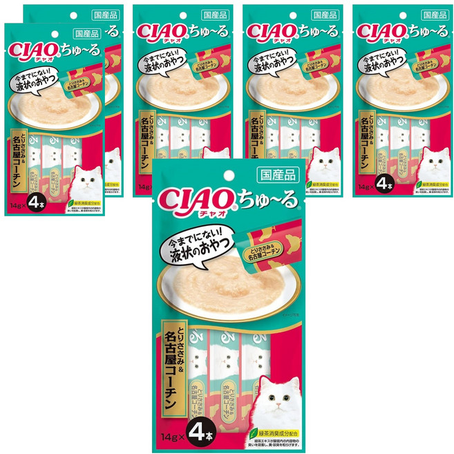 INABA CIAO 啾嚕 肉泥, 雞肉 + 名古屋土雞, 56g, 6袋