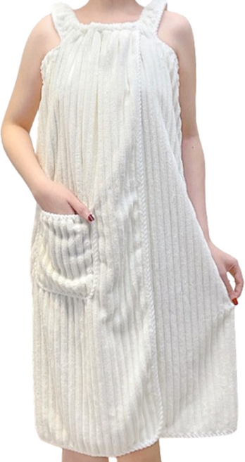 꾸지 여성용 고급 벨벳 목욕가운, 화이트, 1개