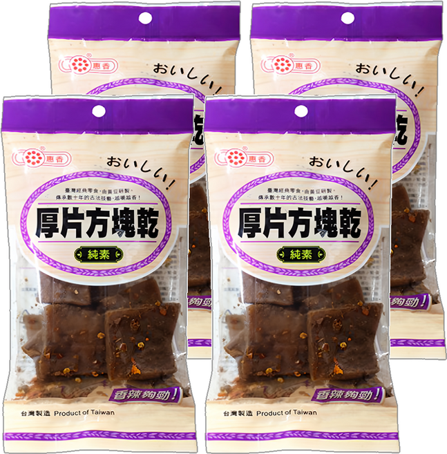 惠香 厚片方塊乾 香辣夠勁 純素, 120g, 4包