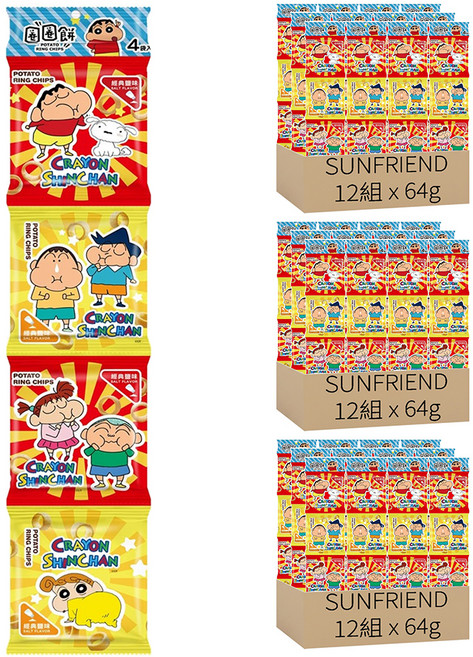 SUNFRIEND 蠟筆小新圈圈餅 四連, 64g, 36組
