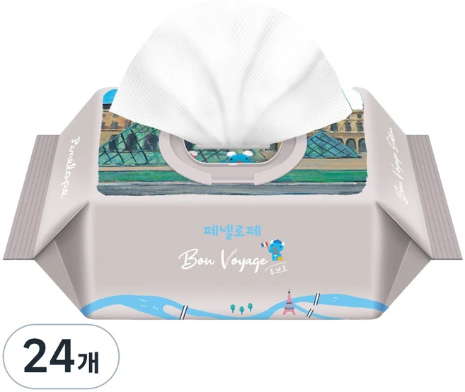 페넬로페 본보야지 루브르 휴대용 물티슈 캡형, 70g, 20매, 24개 - 쿠팡