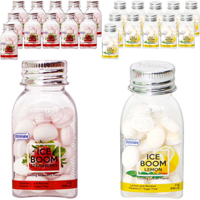 도스팜 아이스붐 딸기향 캔디 22g x 6p + 레몬향 캔디 22g x 6p 세트, 2세트