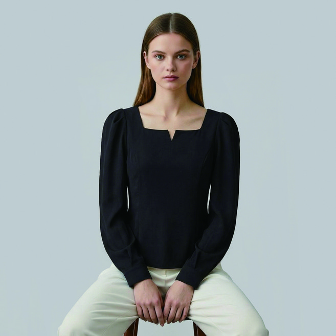 온앤온 여성용 스퀘어넥 볼륨 블라우스