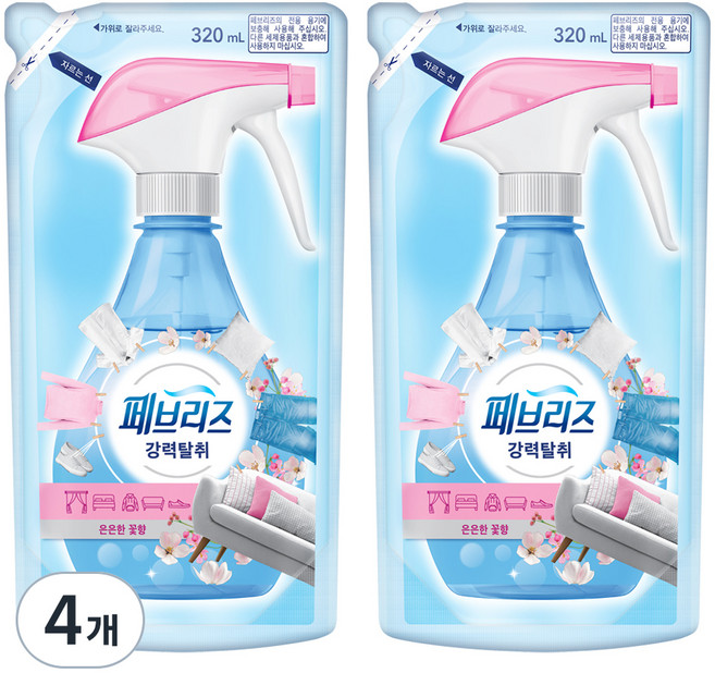 페브리즈 섬유탈취제 은은한꽃향 리필, 320ml, 4개