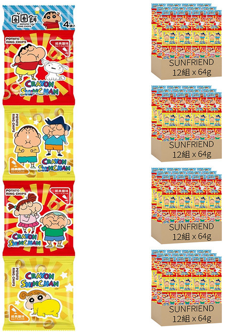 SUNFRIEND 蠟筆小新圈圈餅 四連, 64g, 48組