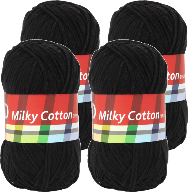 brandyarn Milky Cotton Red系列 棉混紡針織線 50g, 黑色, 4捲
