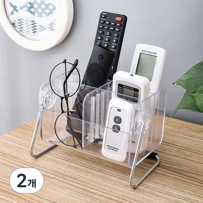 부스마켓 모던 센츄리 데스크탑 리모컨 다용도 정리함, 투명, 2개