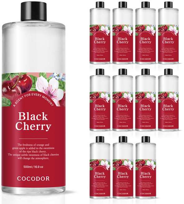 코코도르 디퓨저 리필액 대용량, 블랙체리, 500ml, 12개