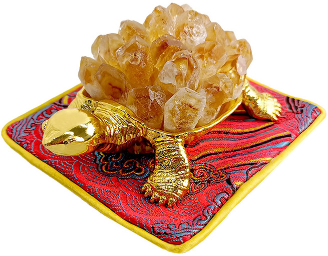 好運歸來 黃水晶聚財錢龜擺件 長約11cm寬約8cm高約5cm 風水擺設, 1個