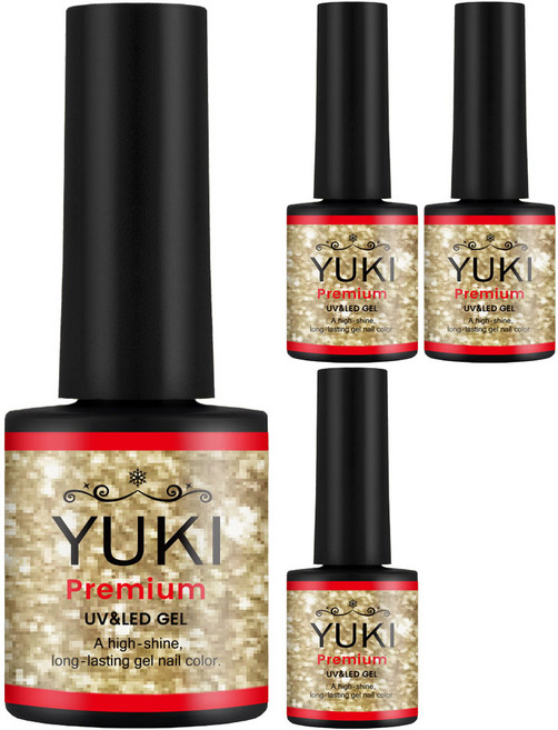 YUKI 頂級彩色凝膠指甲, 047號 真實金色, 10g, 4個