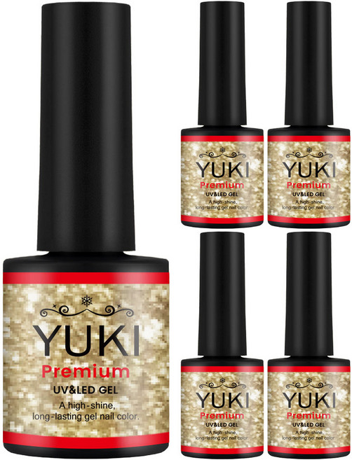 YUKI 高級彩色凝膠指甲, 047號 真實黃金, 10g, 5個