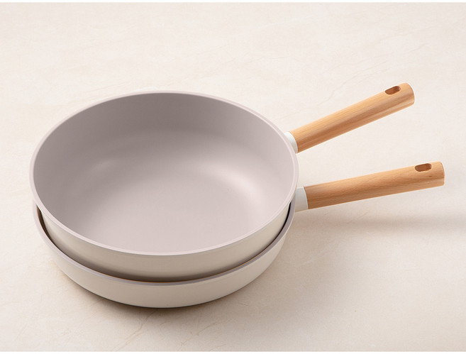 탐사 세라믹코팅 프라이팬 28cm + 궁중팬 28cm 세트 (인덕션 사용 가능), 크림화이트