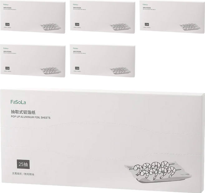 FaSoLa 食品用抽取式鋁箔紙 25抽, 30cm, 6盒